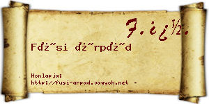Füsi Árpád névjegykártya
